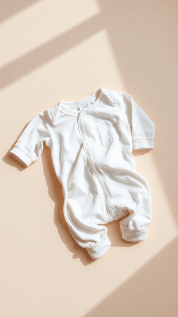 Snug-fit cotton baby pajamas folded on a neutral surface