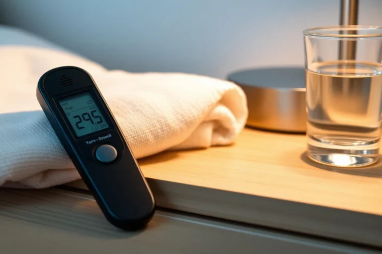Baby fever when to worry: digital thermometer and concerned parent at bedside