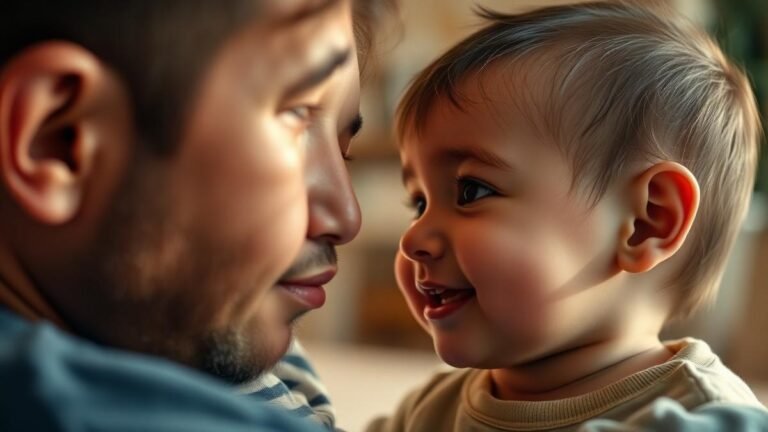 Baby social development stages: a smiling baby making eye contact and interacting with a parent