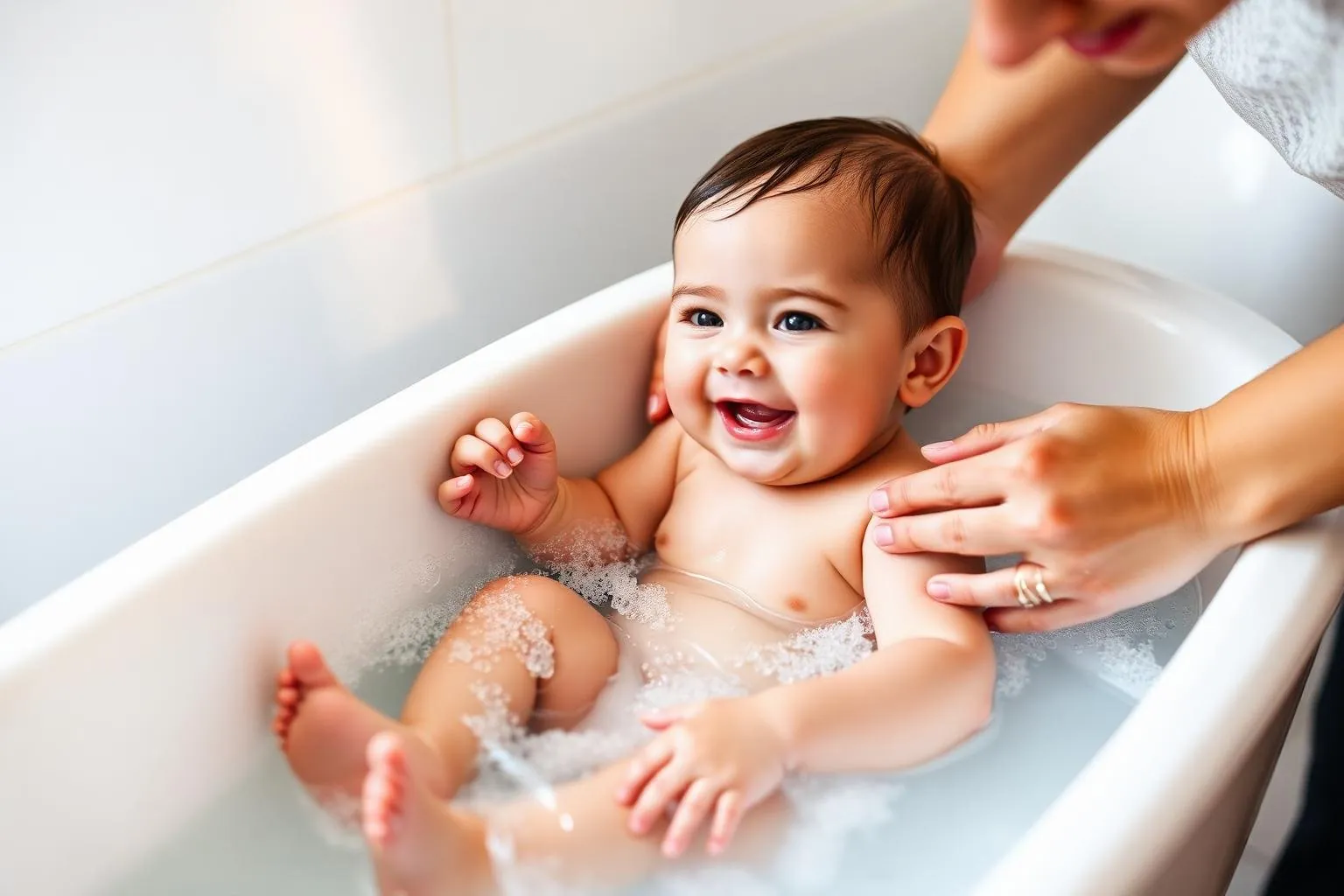 Best baby bath tub photorealistic hero