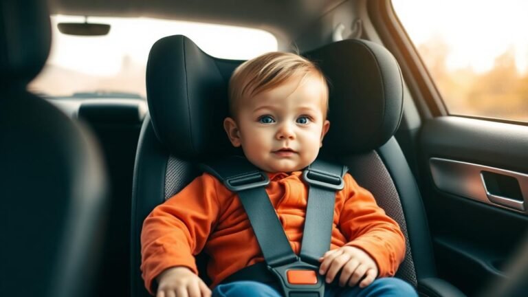 Car seat safety for rear-facing infants: an infant securely buckled in a rear-facing car seat