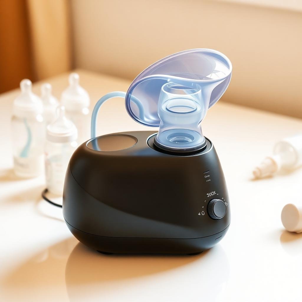 Electric breast pump with baby bottles