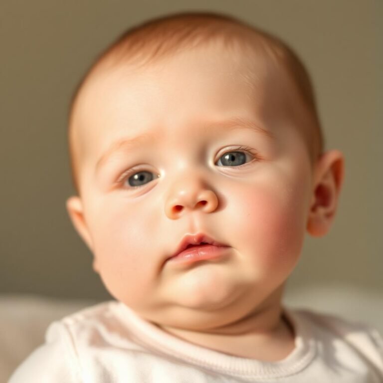 Close-up of red, patchy atopic dermatitis eczema on a baby's cheeks