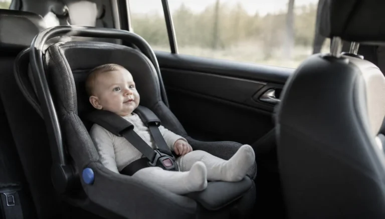 Rear-facing infant car seat correctly installed with harness at armpit level