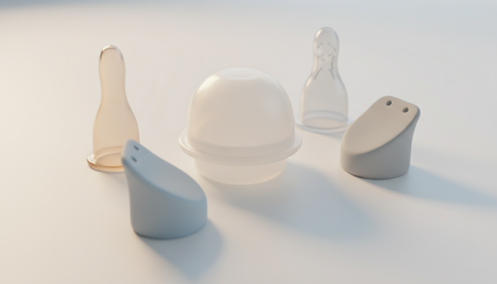 Baby bottle nipples of different shapes for newborn feeding