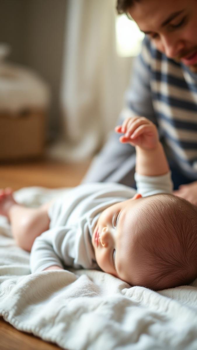 Newborn head control milestones: a newborn during tummy time lifting and turning their head