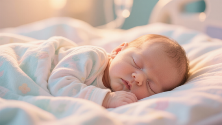 Peaceful sleeping newborn baby in soft warm lighting - complete guide to newborn sleep problems