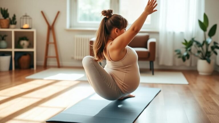 Returning to exercise after birth: a new mother doing gentle postpartum exercise on a yoga mat at home