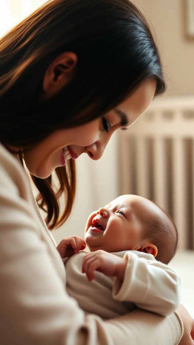 When do newborns smile: a newborn giving a first social smile up at a parent leaning close
