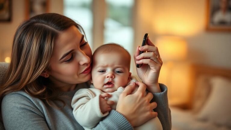 When to call the pediatrician: a parent holding a baby while calling the doctor on the phone