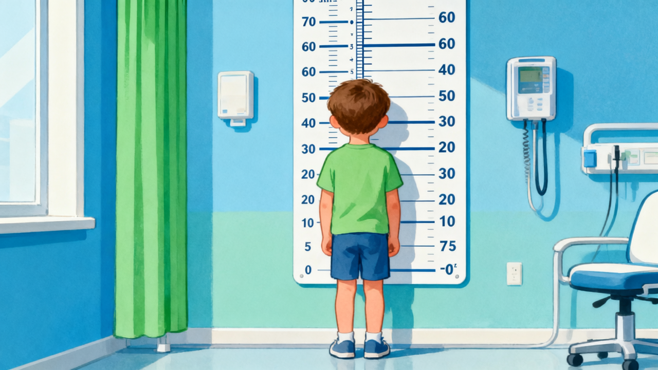 Height converter showing child growth chart with centimeter and feet markings