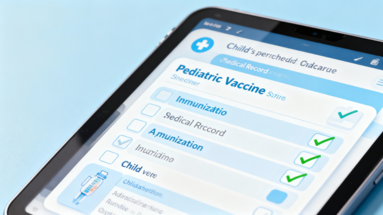 Vaccine schedule checker showing immunization checklist on digital tablet