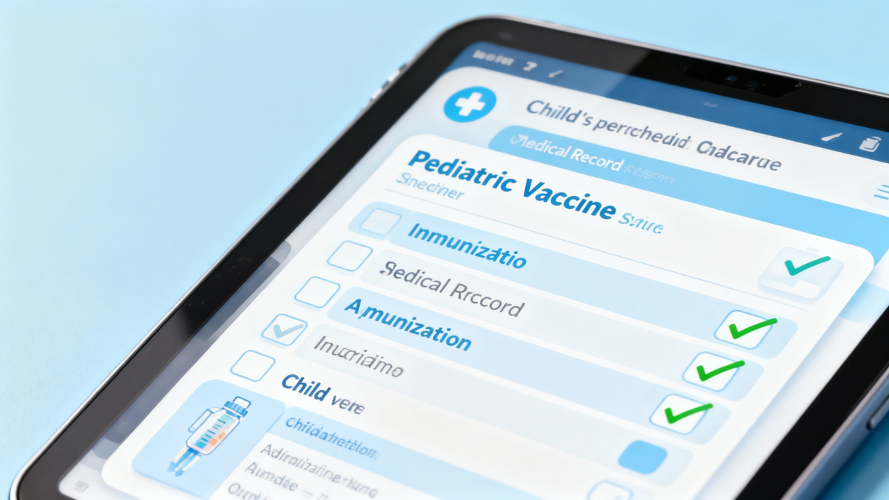 Vaccine schedule checker showing immunization checklist on digital tablet
