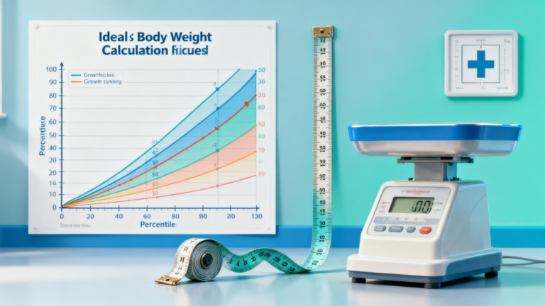 Ideal body weight calculator showing growth chart with percentile curves