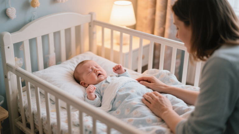 B — pediatrician-reviewed infant sleep guidance from ChildBloomaby wakes after 45 minutes