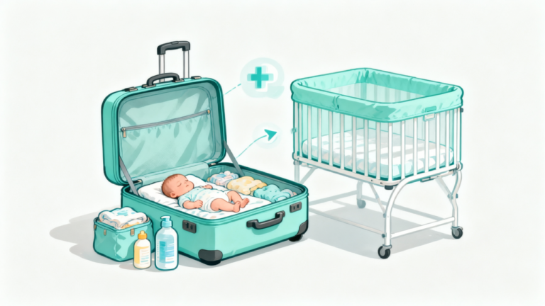 room sharing with baby - AAP safe sleep setup illustration