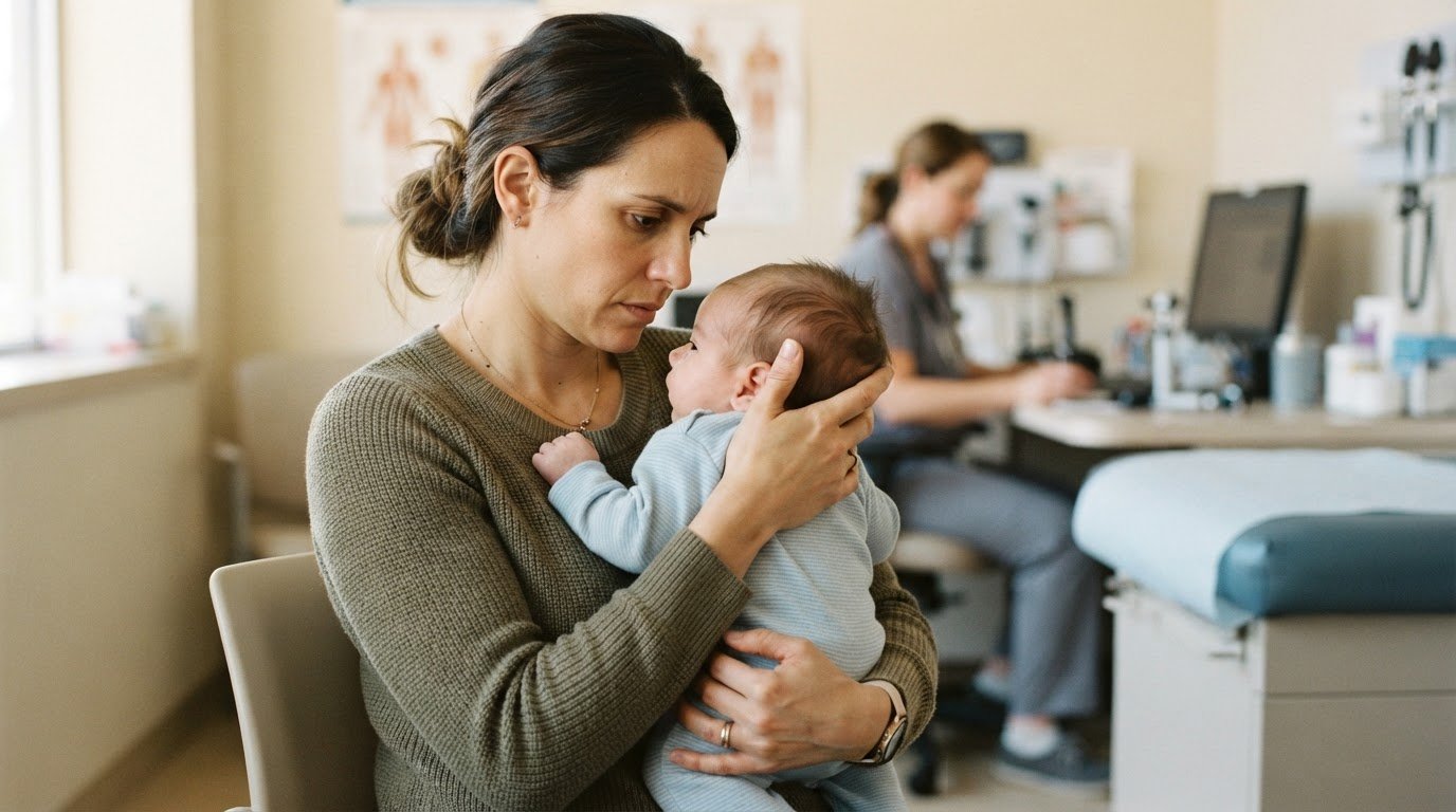 Parent carefully supporting baby's head and neck