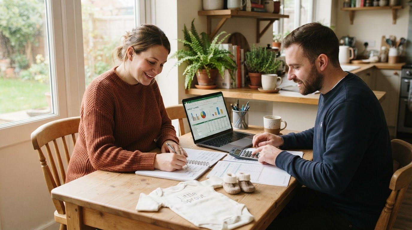 Expectant parents planning maternity leave finances