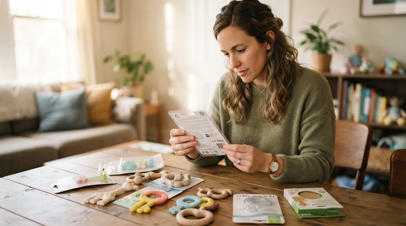 Mother adjusting breast pump flange size