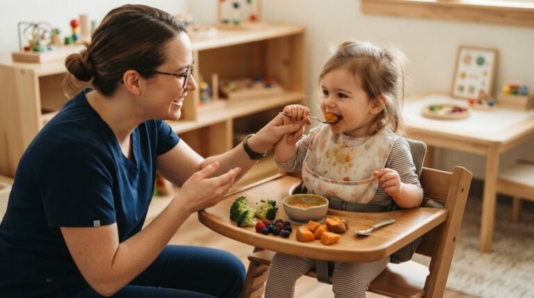 Parent filling out allergen introduction consent form for daycare