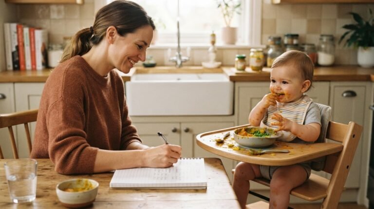 Mother pumping breast milk at workplace